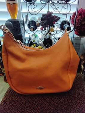 Coach Orange Pebbled Leather Shoulder Hobo